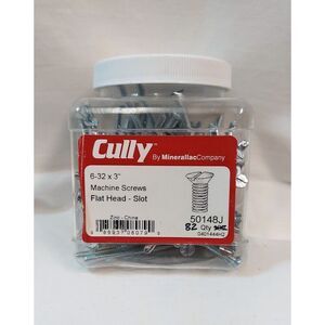 CULLY 6-32 x 3" Machine Screws 82 cnt Flat Head Slotted Zinc Plate by Minerallac